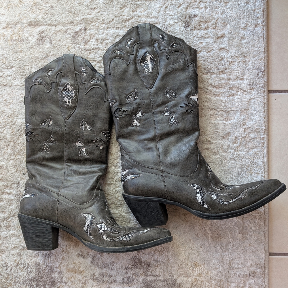 Roper Snakeskin Cutout Cowgirl Boots